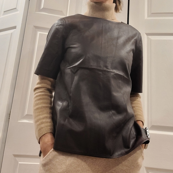 VINCE leather top Small - Picture 1 of 8